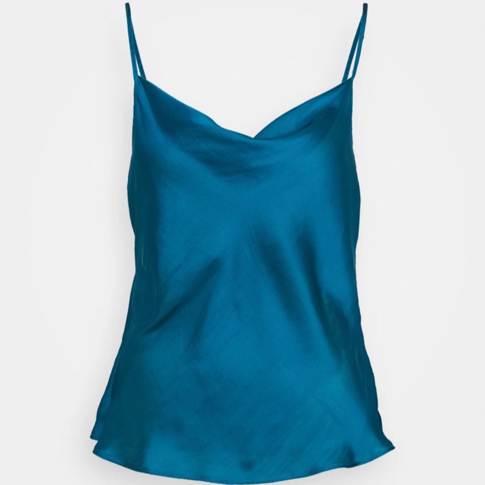 Banana Republic turquoise blue silk cowl neck tank